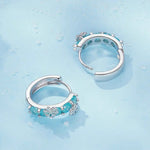 Huggie Earrings Ice Flower Zirconia Platinum Plated Hoop Earrings