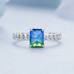 Chain Opening Ring Blue and Green Tourmaline Adjustable Ring