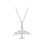 Delicate Airplane Pendant Necklace Platinum Plated Necklace